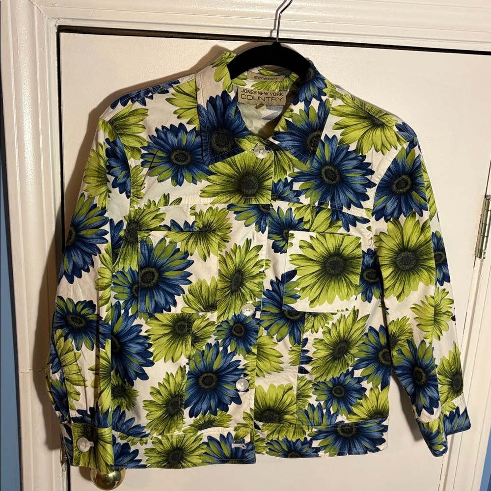 Jones New York Blue and Green Floral Jacket